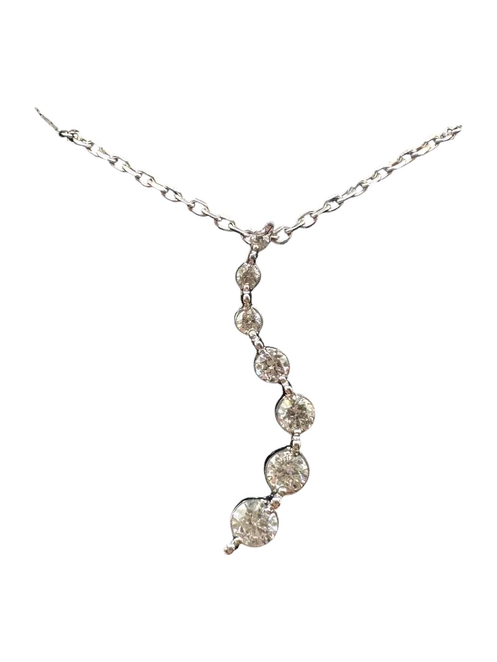 Diamond Journey Necklace 10k White Gold 0.25ctw 18in New